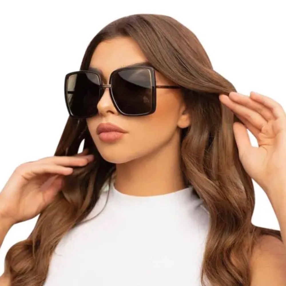 🆕GUCCI Authentic Gold Gray Metal Square Oversized Sunglasses GG0903S 001 60MM